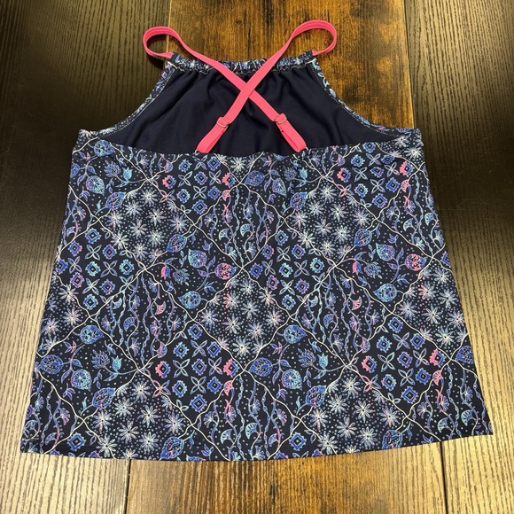 Lands' End Girls XL Blue Pink Floral Ocean Swim Top Racerback‎ Tankini - Picture 5 of 7